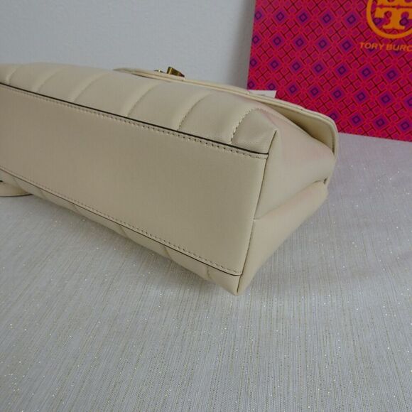 TORY BURCH Kira Leather Bag Crossbody Top Handle Satchel BRIE Purse NWT $648 - Picture 6 of 12